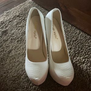 White platform high heels shoes